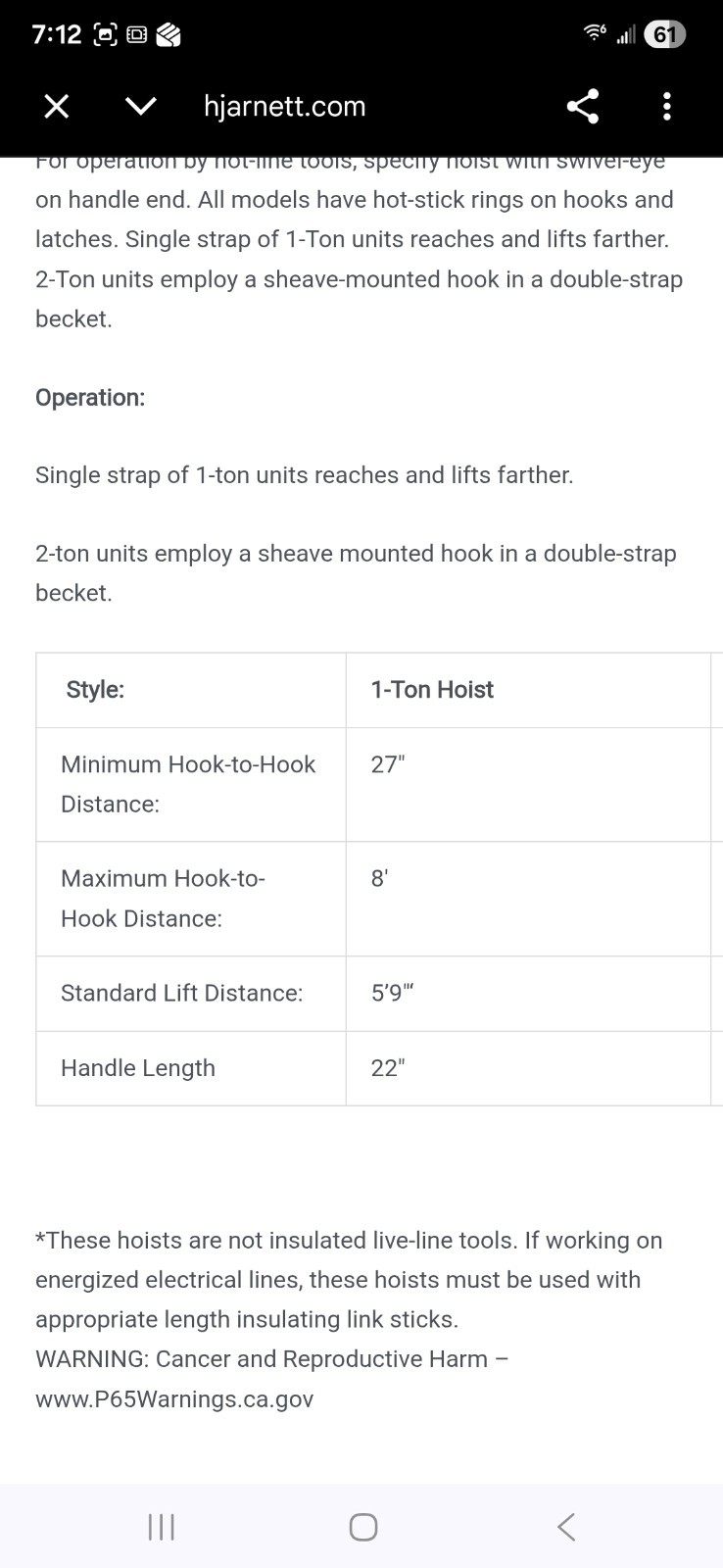 2 Ton Hubbell Chance Strap Hot Hoist