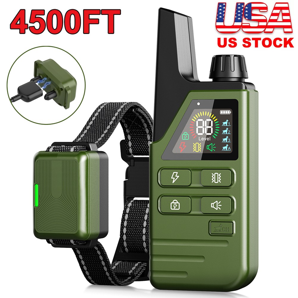 NEW 4500FT Remote Dog Shock Training Collar Rechargeable Waterproof Pet Trainer