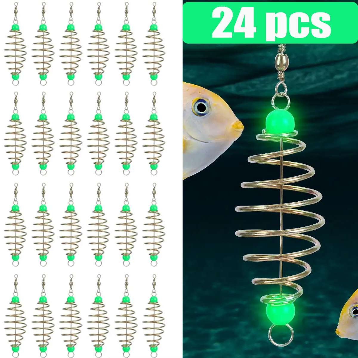 24pcs Spring Sinker Carp Fishing Feeder Bait Carp Fishing Tackle Hook Tool Kits
