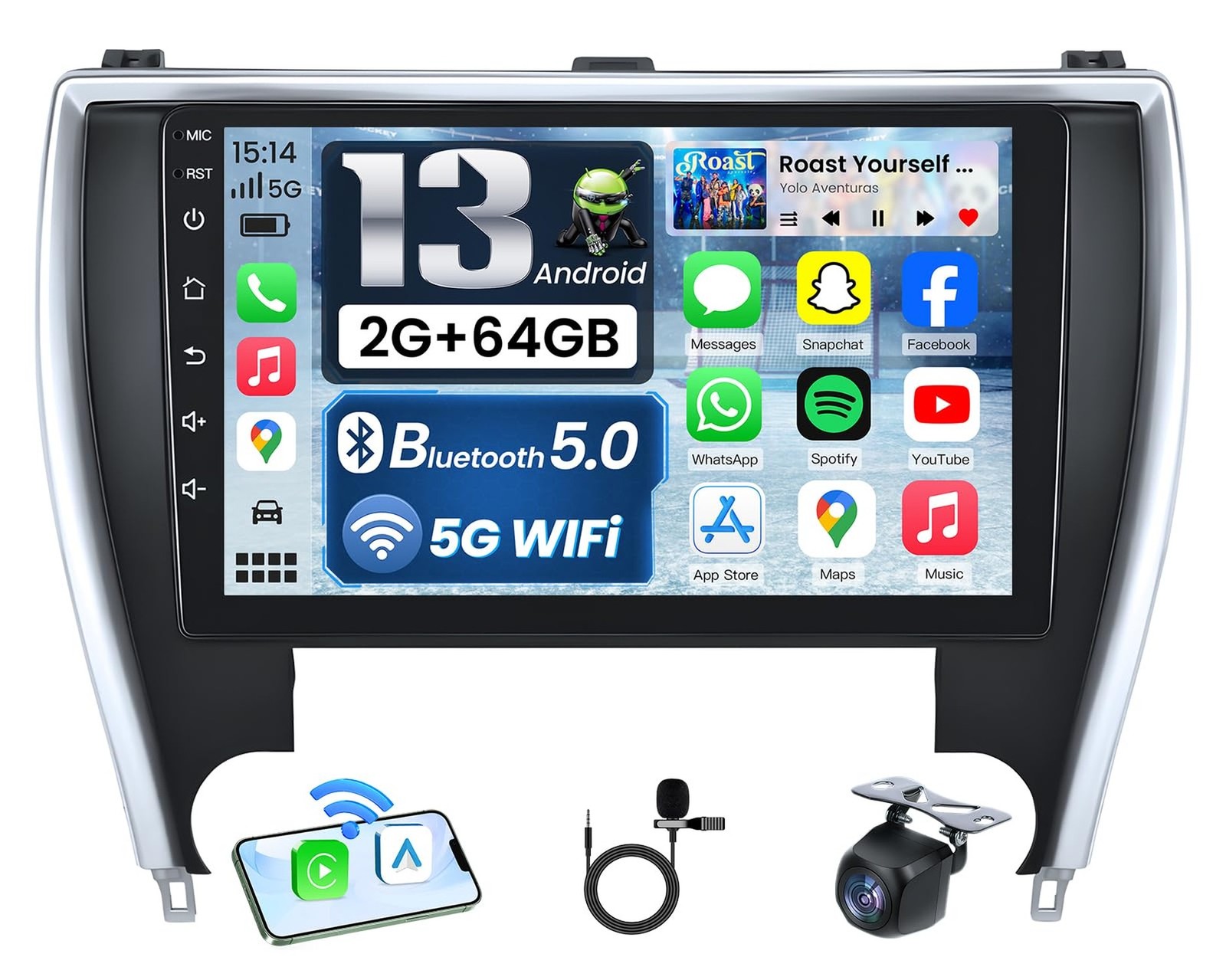 64G Car Radio for Toyota Camry 2015 2016 2017: 10.2 Inch 1280*800 HD Touchscr...