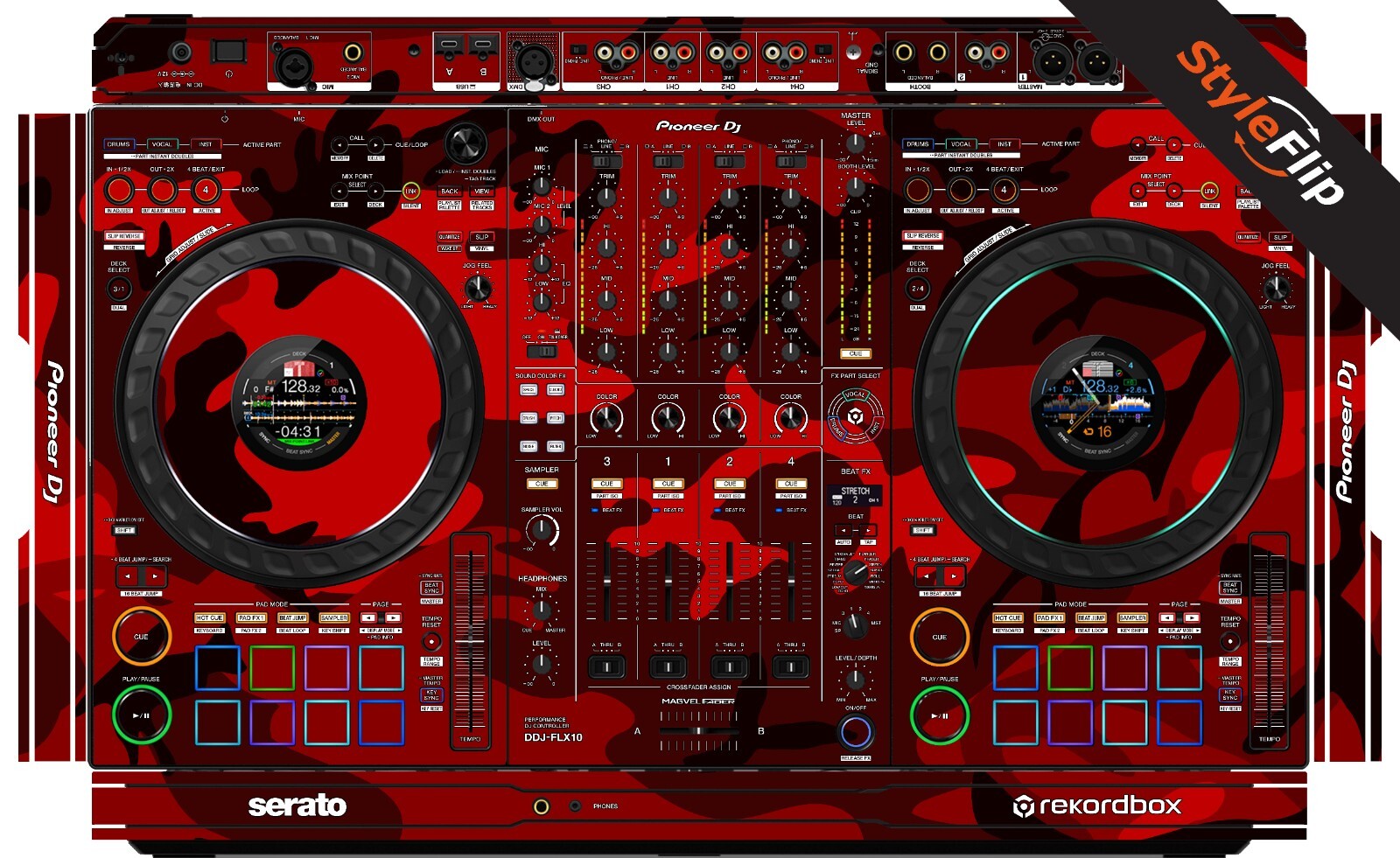 Pioneer DDJ-FLX10 Skin | Red Camo | Protective Decal | StyleFlip Skins