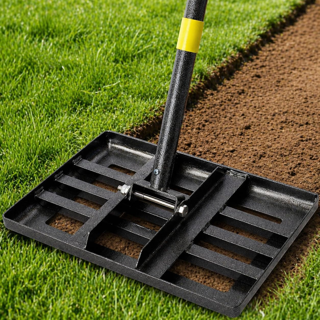 Lawn Leveling Rake – 17”X10”Heavy Duty Stainless Steel Lawn Leveler with 28”-72”