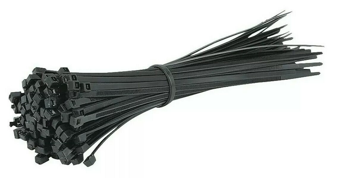 100ct Retail Pack 8" inch Zip Ties Black Durable Nylon 49lb Tensile Strength