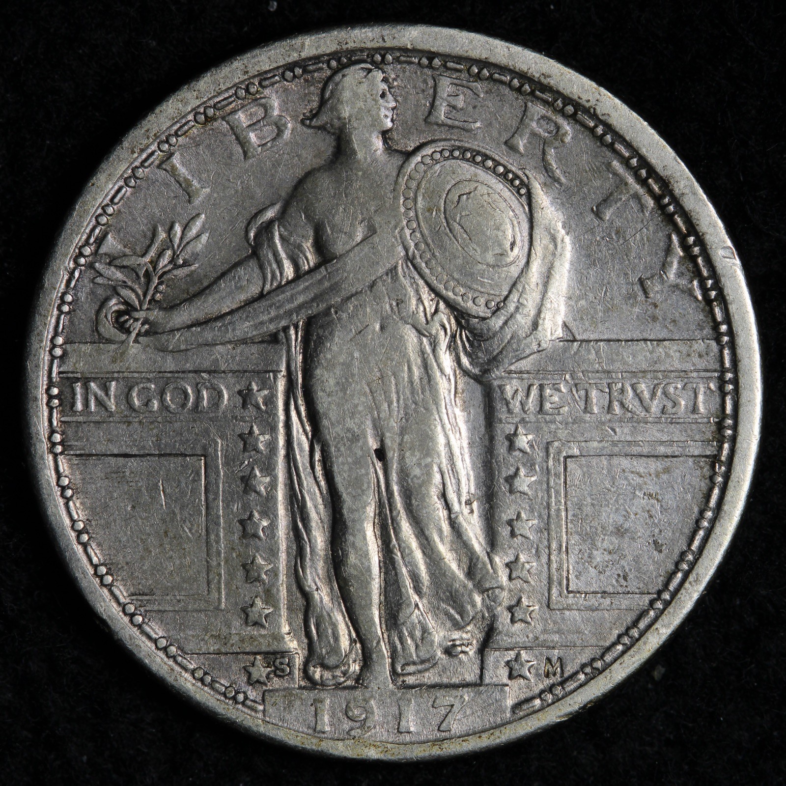 1917-S TYPE 1 Standing Liberty Silver Quarter XF+ E305 UAXCHW