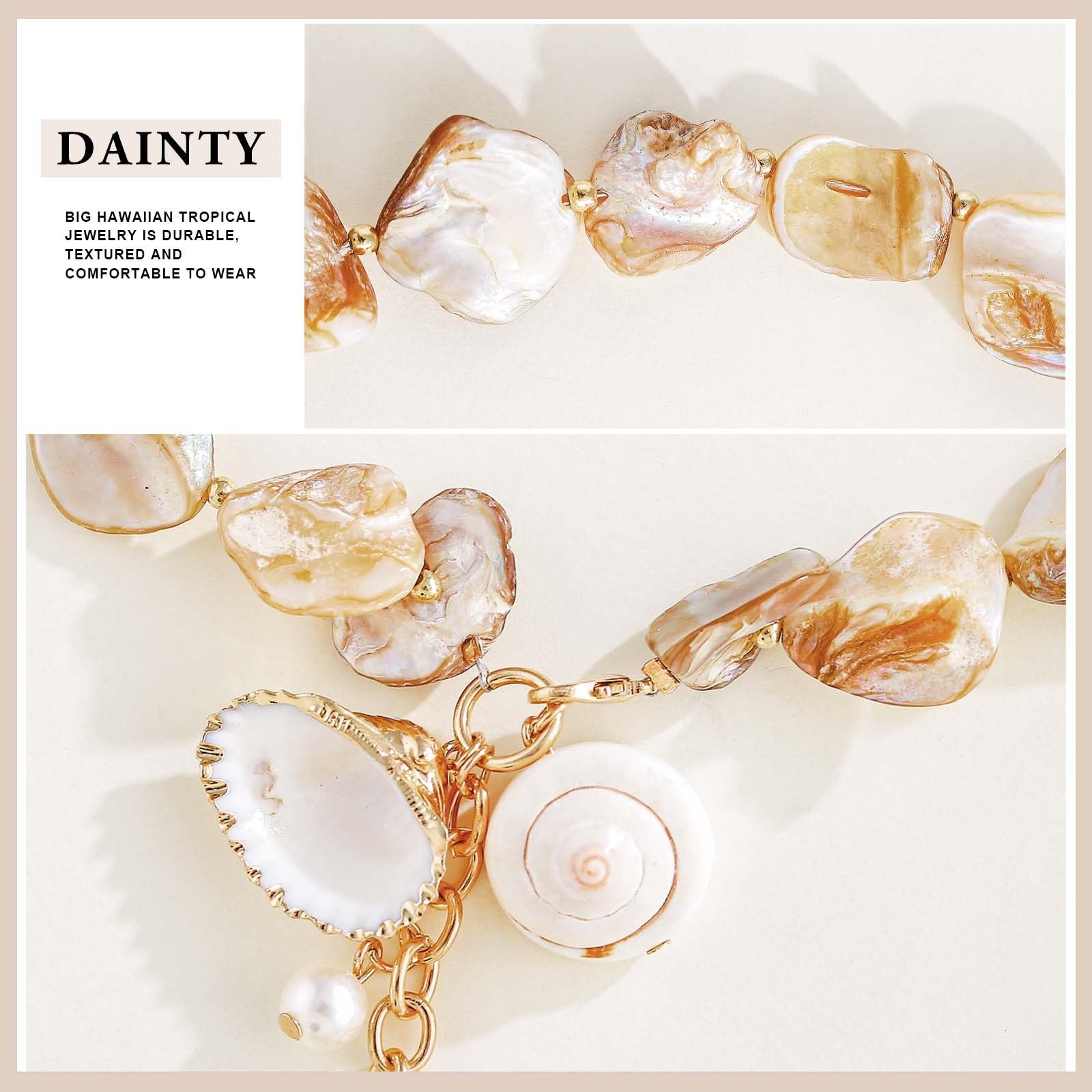 Olbye Starfish Shell Necklace Gold Seashell Pendent Adjustable, Nature