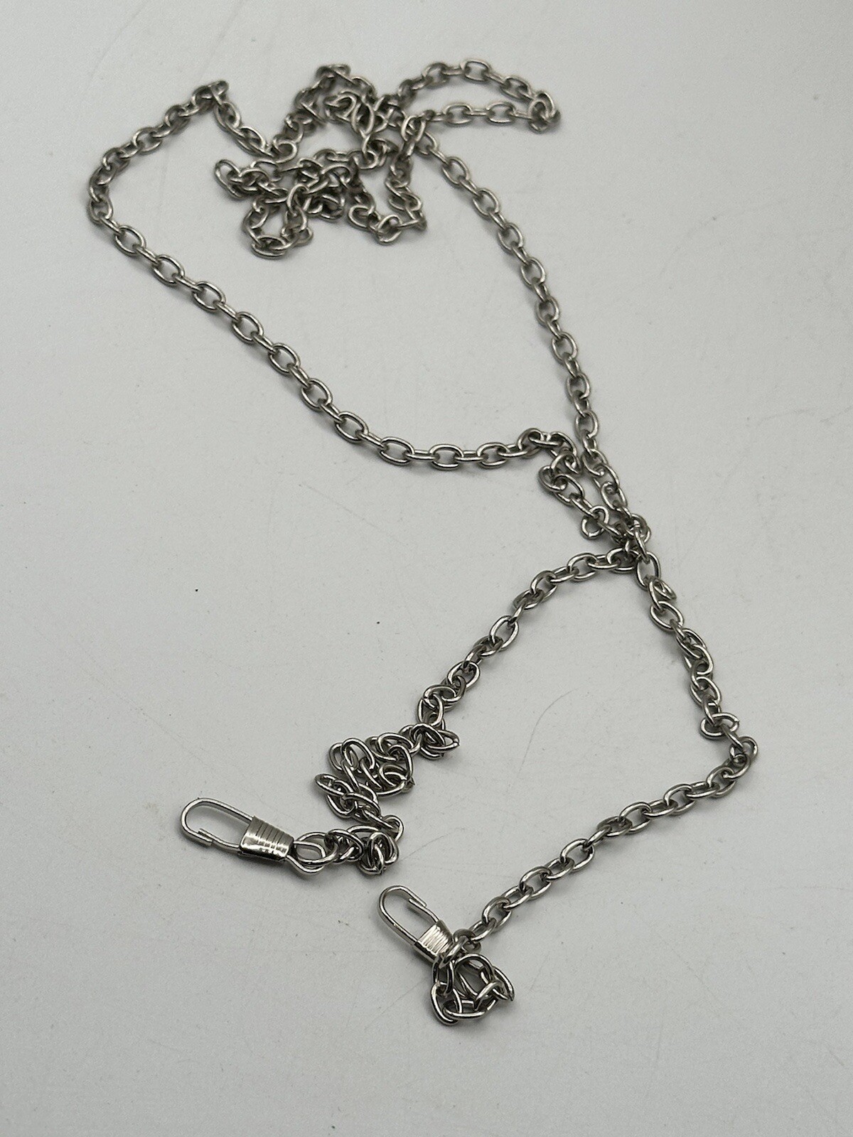 Silver Tone 46” Chain Clutch Strap With Attachment Hooks