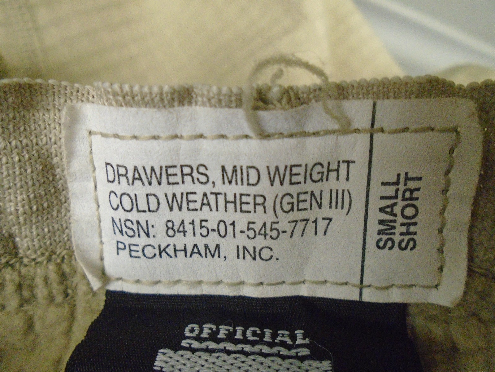 US Military Mid Weight Cold Weather Drawers Waffle Fleece Small Short 2001 242-R