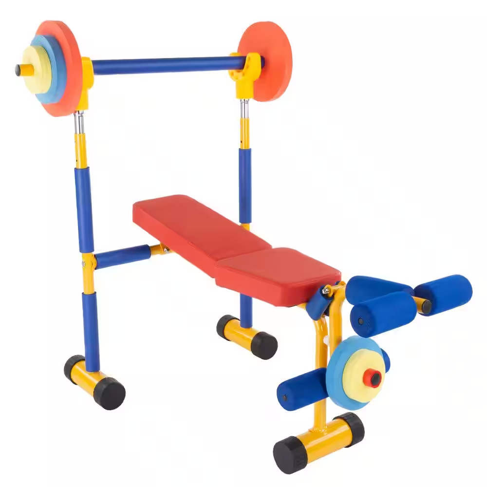Toy Weight Bench Workout Equipment Set for Beginner Exercise, Weightlifting with