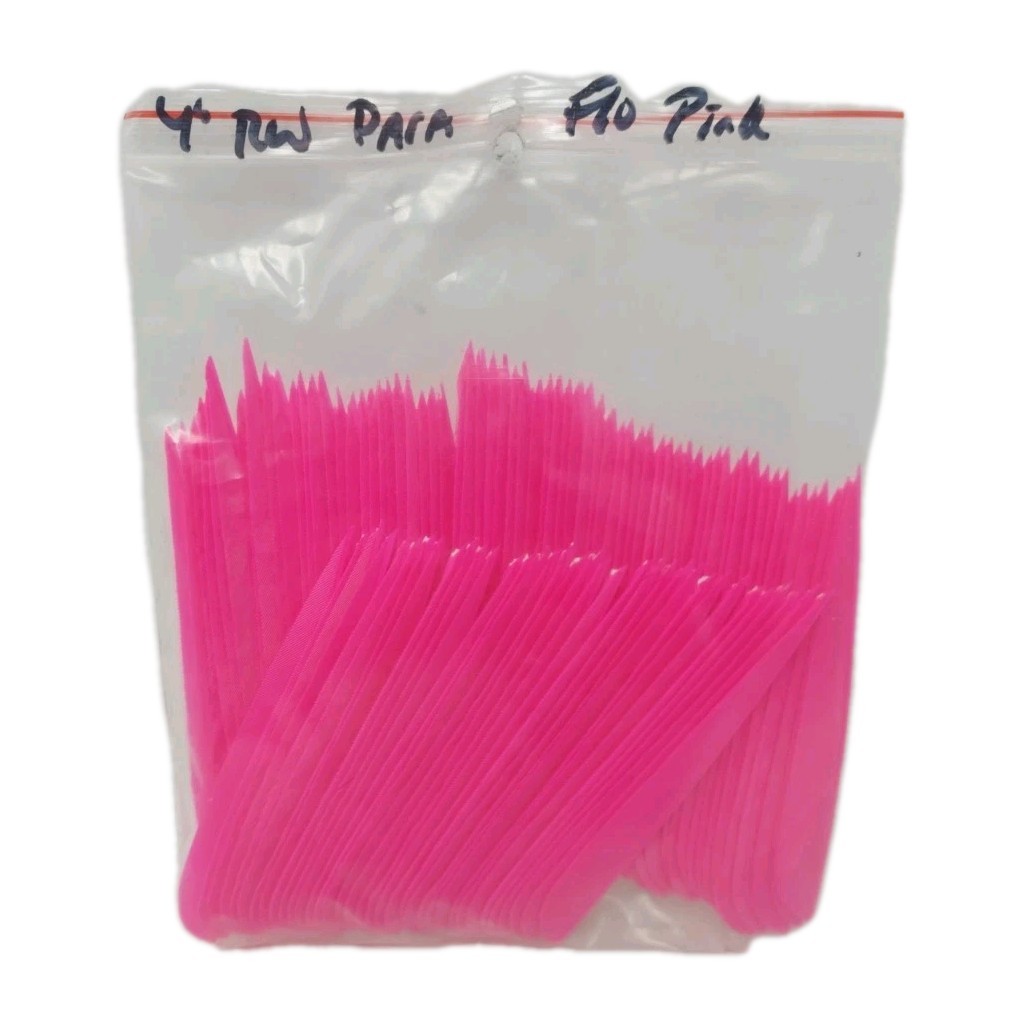 100pk Archery Arrow Feathers 4" Right Wing: Parabolic Fluorescent Flo Pink