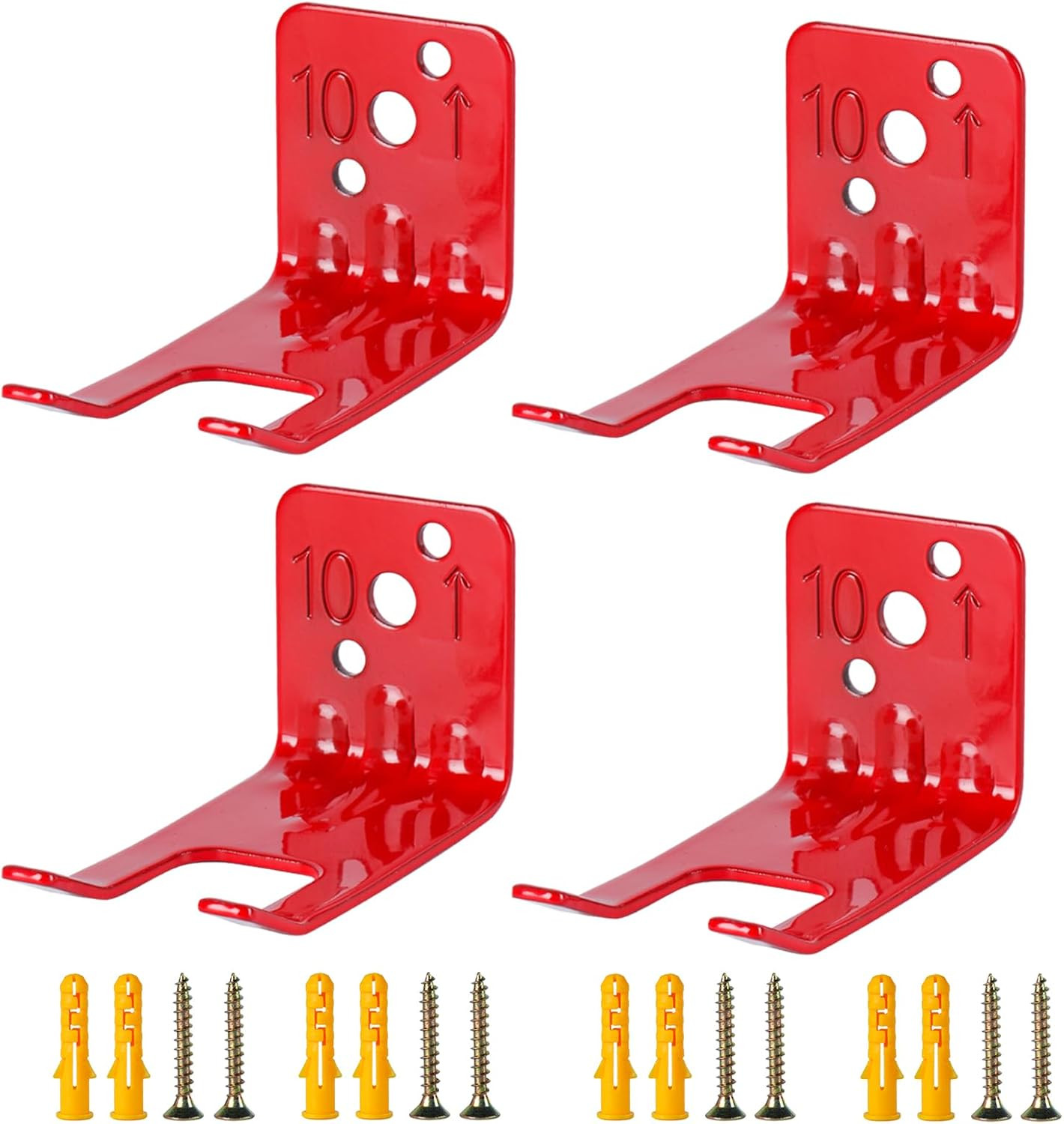 Fire Extinguisher Mounting Brackets - 4 Pack Wall Hook Holders for 10 Lb Units