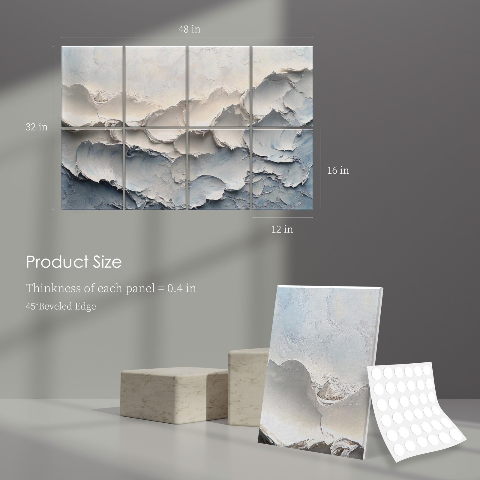 JaneTech 8-Pack Art Acoustic Wall Panels 48x32 Inches Acoustic Treatment Pane...