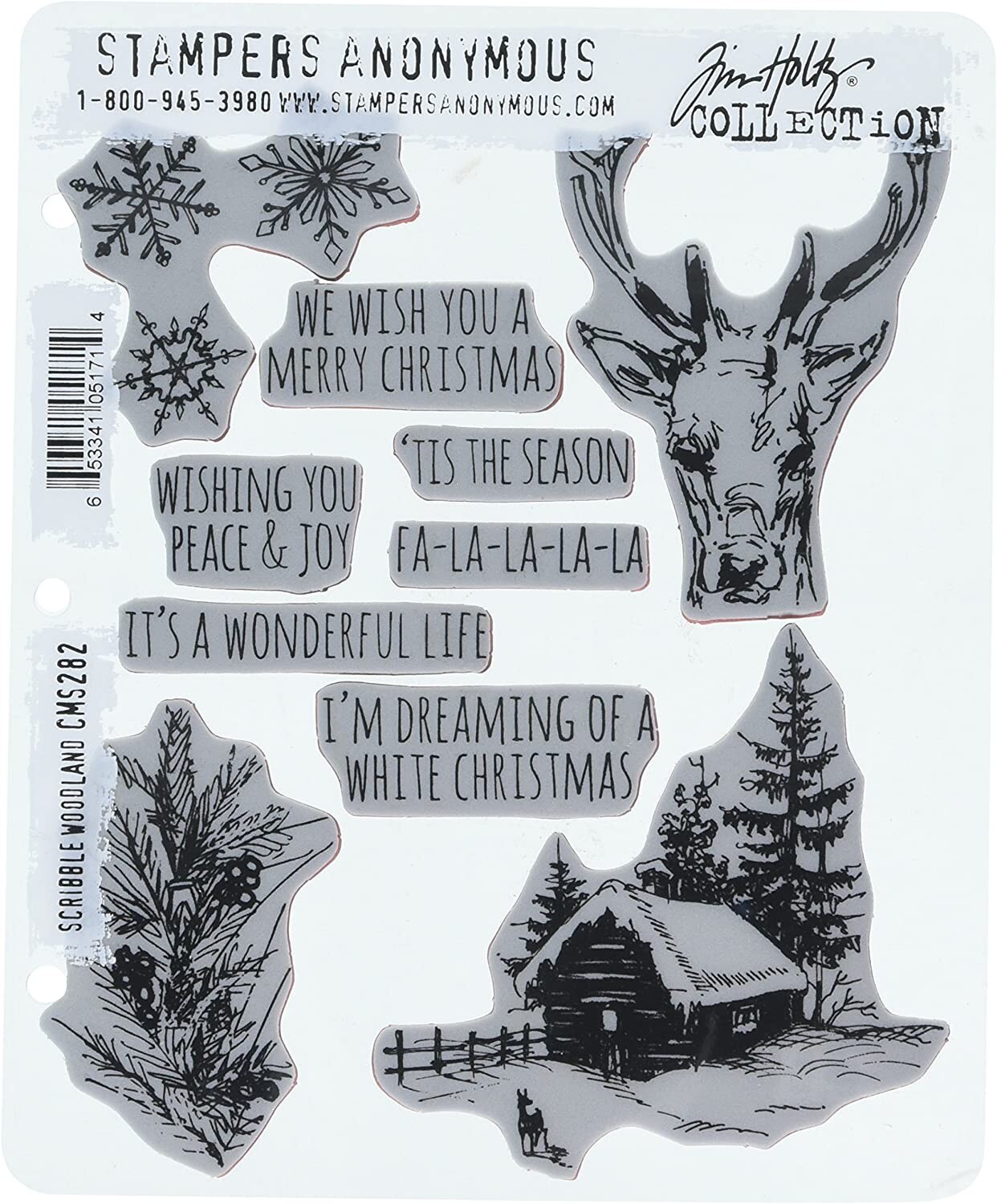 Tim Holtz Cling Rubber Stamps 7 inch x 8.5 inch SCRIBBLE WOODLAND  CMS282, 10 PC