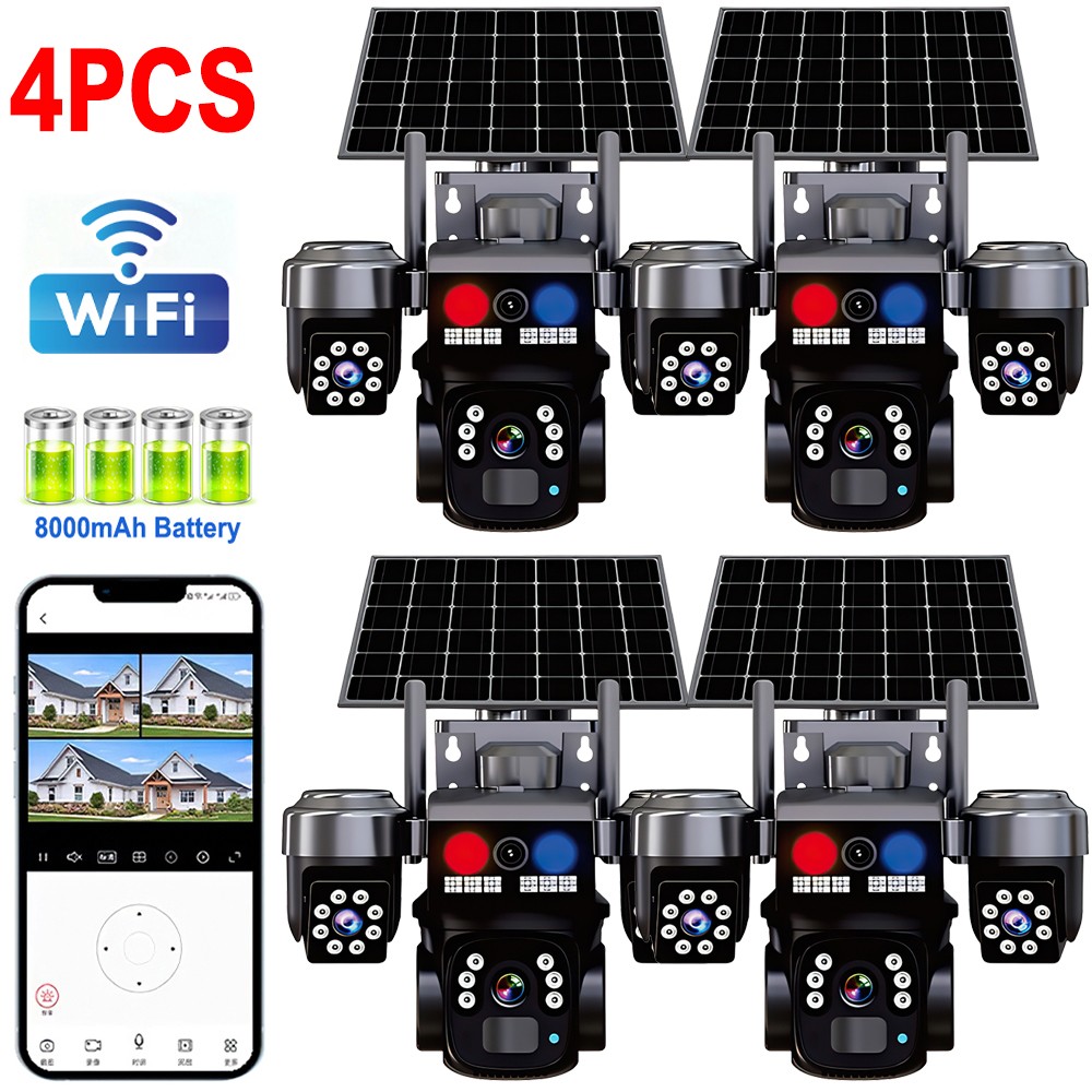 1-4PCS Camara De Seguridad Solar Inalambricas Para Exterior Con Vision Nocturna