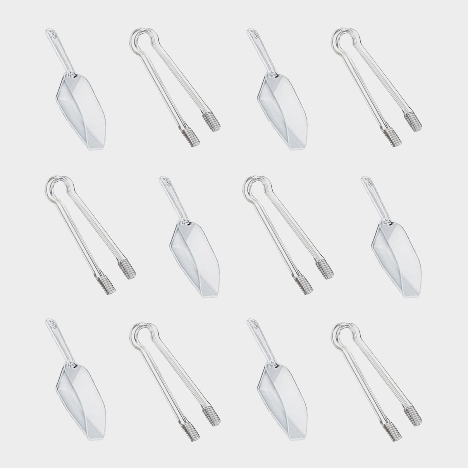 Ice Tongs Scoop Set, Plastic Barware, Dessert Buffet Serving Utensils, Clear