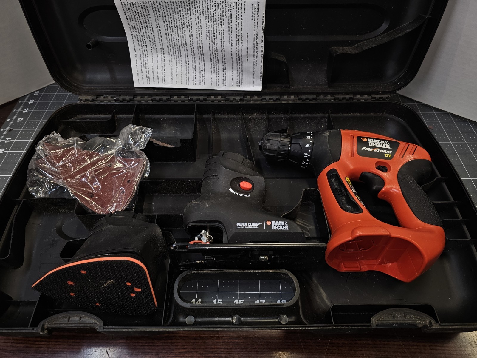 Black & Decker Fire Storm 12V Multi-Tool Drill Jig Saw Sander Set Incomplete