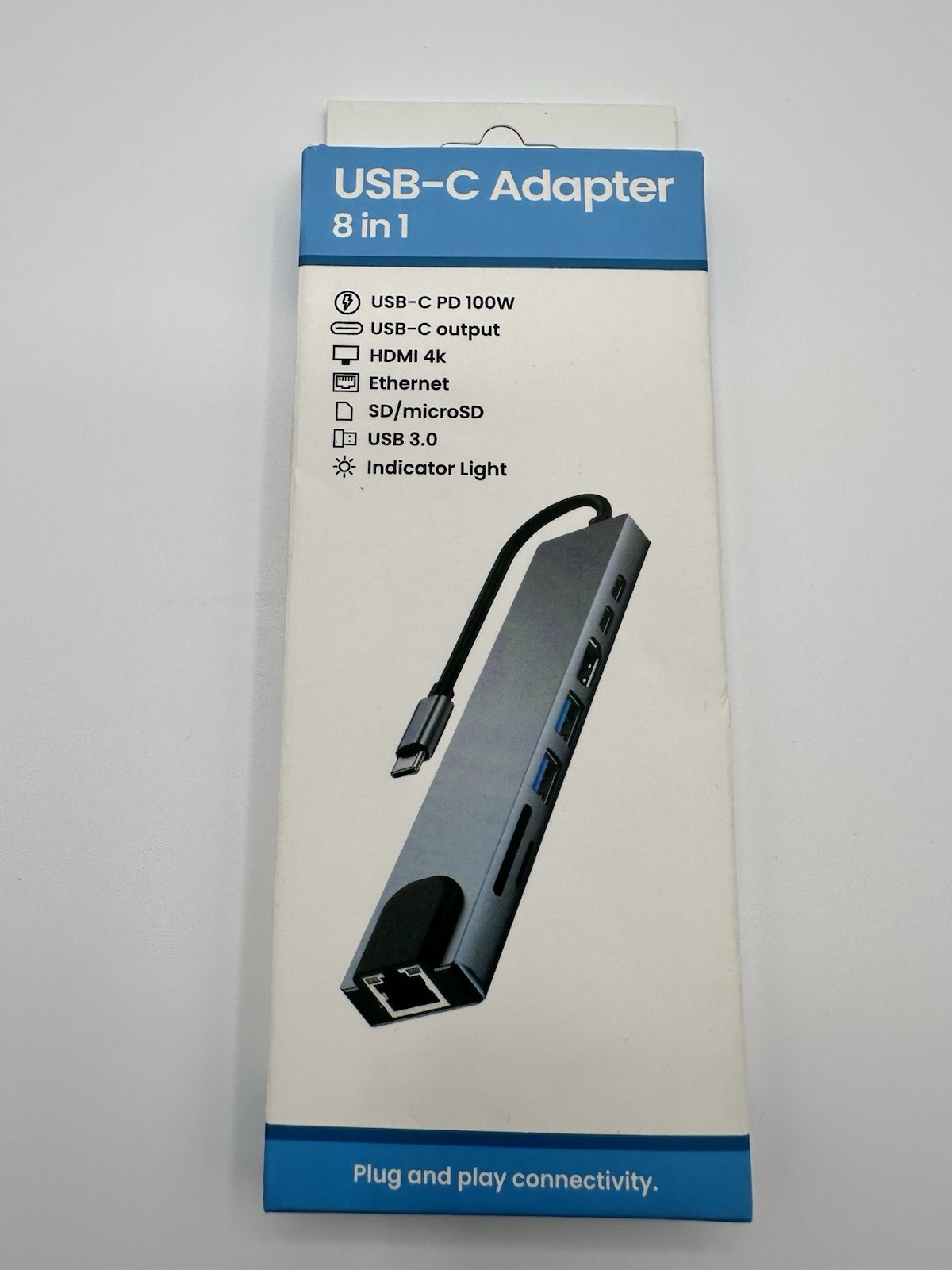 8-in-1 USB-C Hub Adapter - Type-C to USB 3.0, SD/TF Card, Audio, Multi-Port Hub