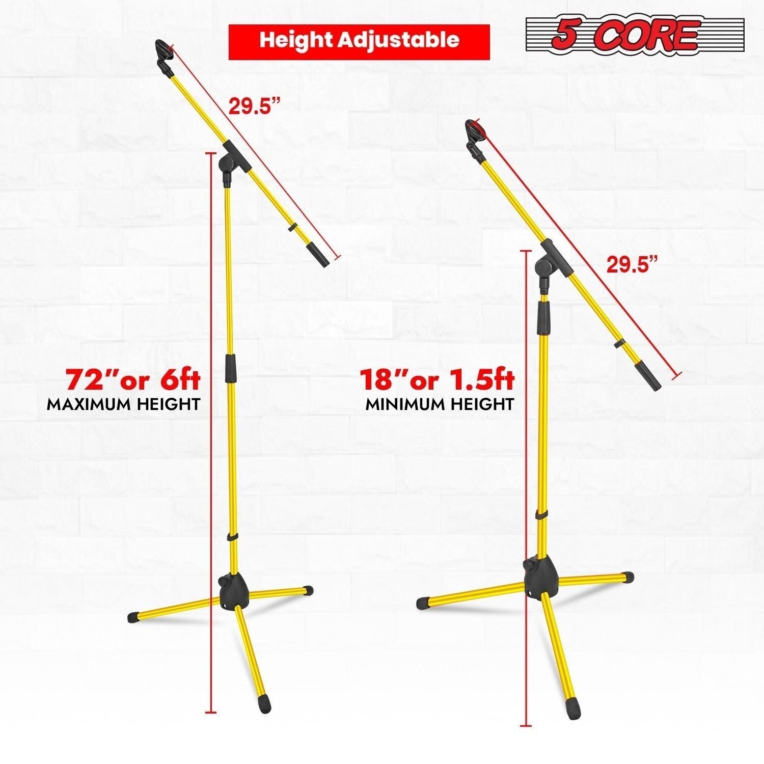 5Core Tripod Mic Stand 4Pcs Adjustable Holder Floor Microphone Boom Arm