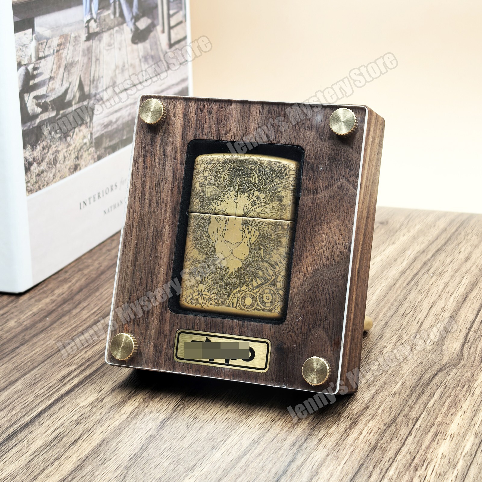 Black Walnut Wood Lighter Collection Display Case Storage Box for Zippo Lighter