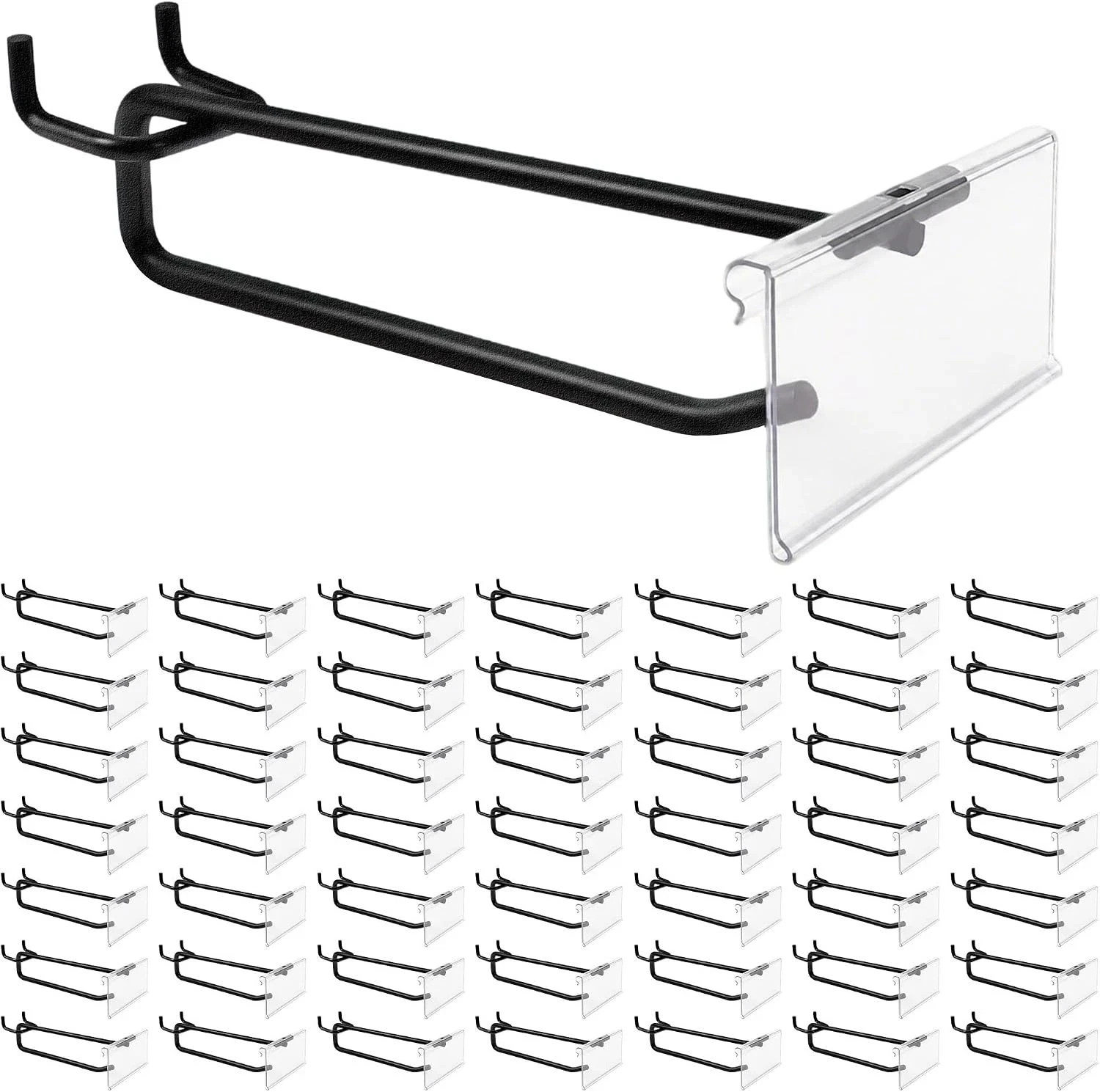 KYTNER 50PCS 6" Pegboard Hooks w/ Price Tag Holders Heavy Duty 1/4" Pegboard