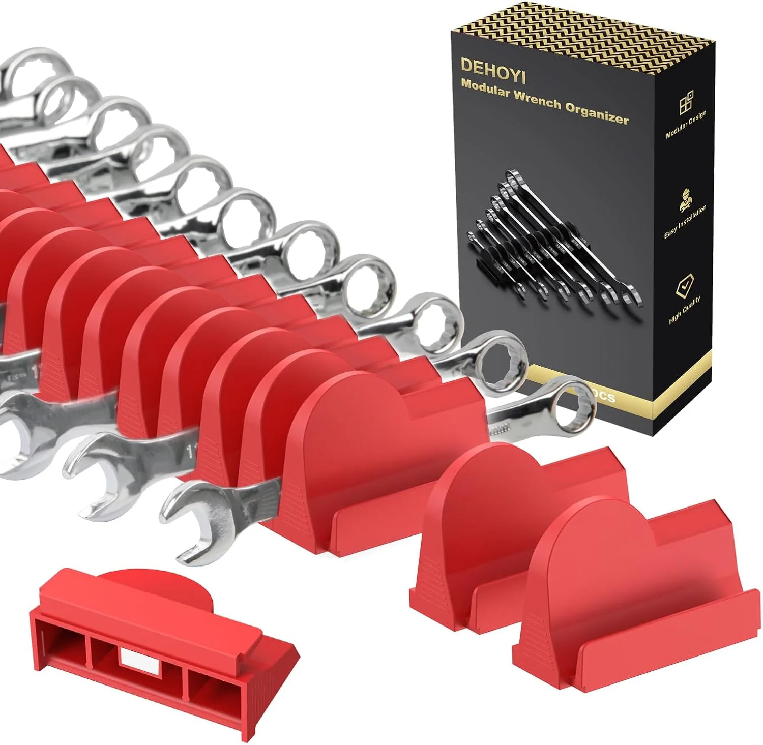 48 pcs Magnetic Modular Wrench Organizers for Tool Drawers - Wrench Rack with Me