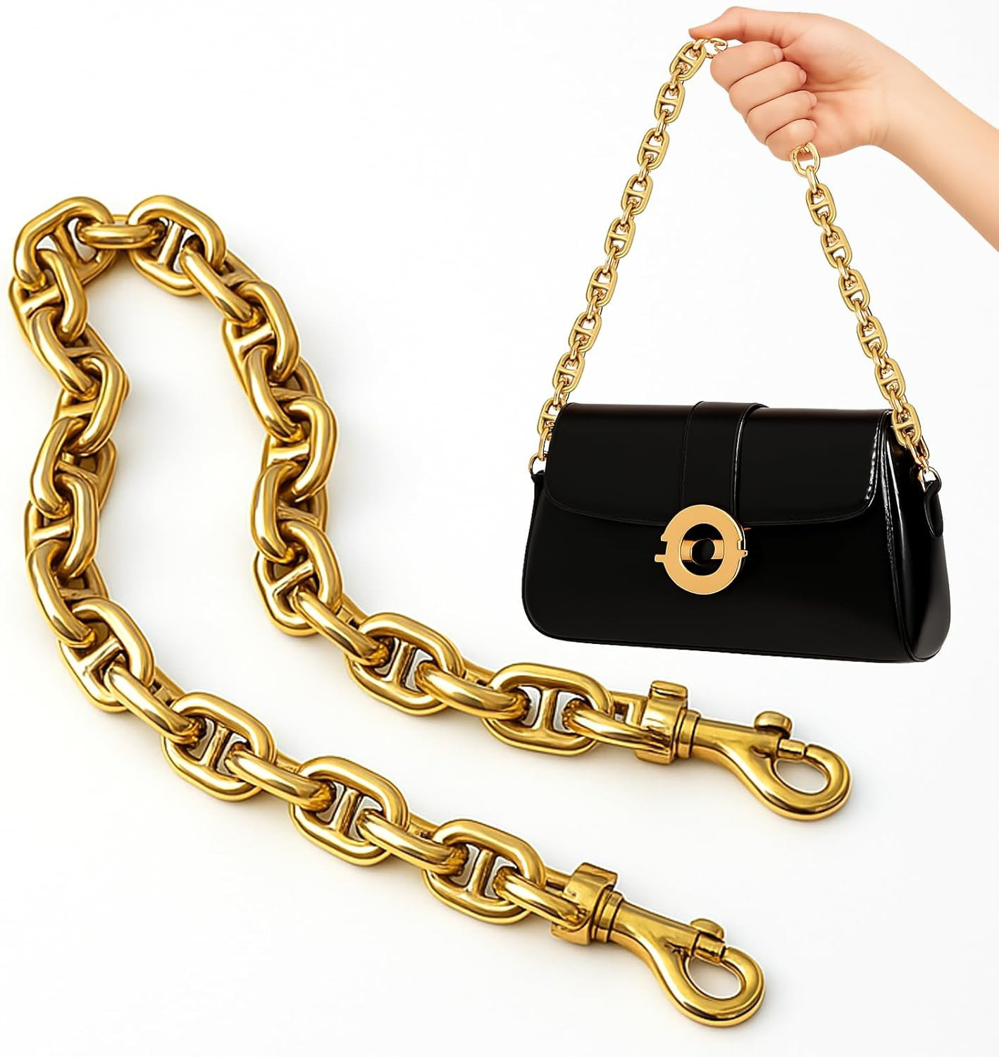 AIERSA Gold Chain for Purse,18‘’ Purse Chains for Handbags,Chunky Purse Chain,Go