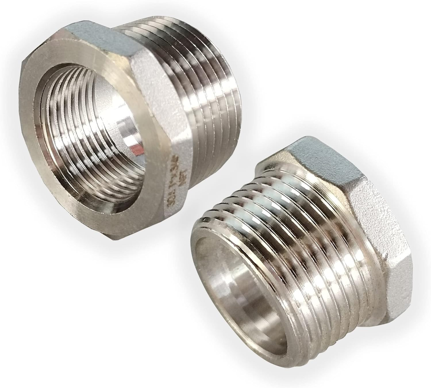 2 Pcs Reducer Hex Bushing, 304 Stainless Steel 1" Male NPT to 3/4" Female NPT（ 1