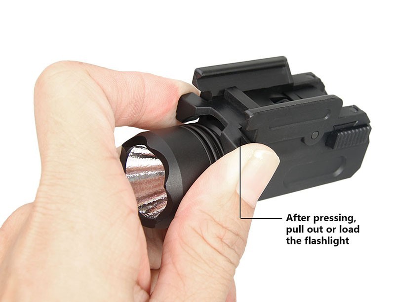 Tactical Pistol Flashlight LED White Light 20mm Picatinny Rail Mount For Glock