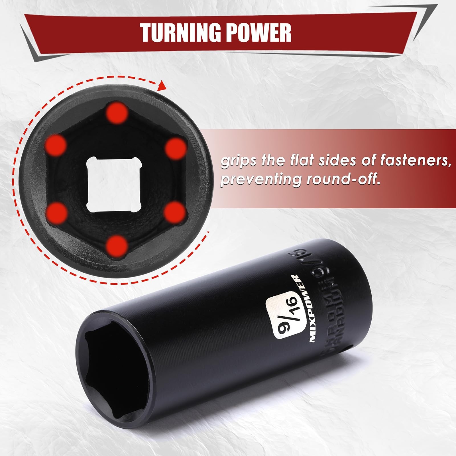 MIXPOWER 50 Pieces 1/4" Dr. Impact Socket Without Accessories, Black