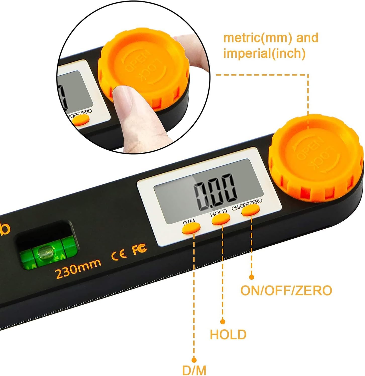 Digital Angle Finder Tool 7inch 0-360 degree LED Digital Protractor