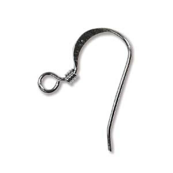 12 Black Oxide 22 Gauge Flattened 18mm FishHook Earwires Earrings with Open Loop
