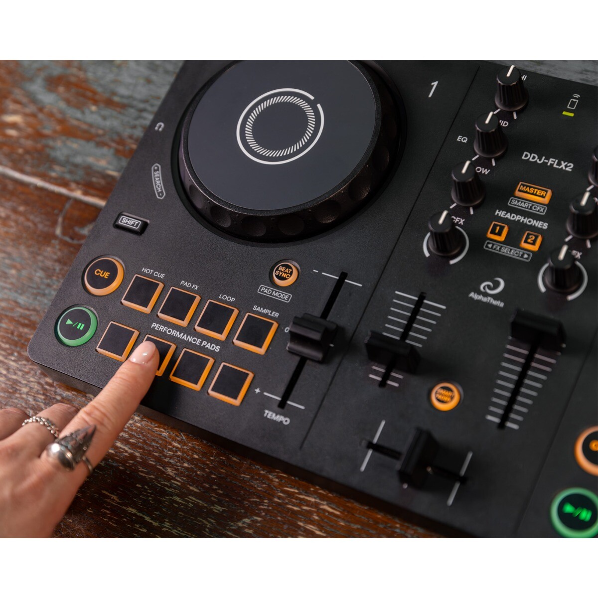 AlphaTheta DDJ-FLX2 Compact 2-Channel DJ Controller w Decksaver Cover Package