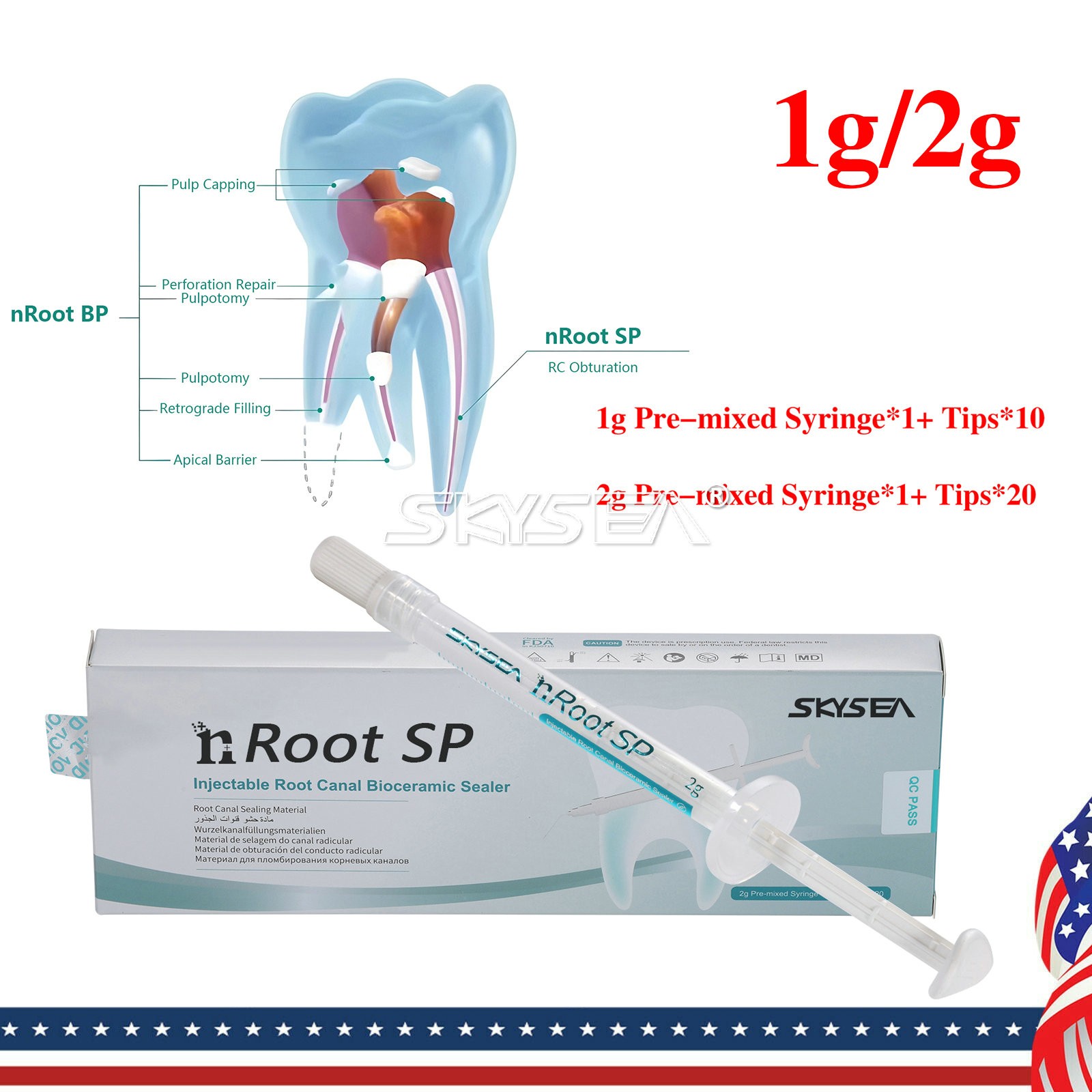 Dental Endo Materials Injectable Root Canal Bioceramic Sealer 1/2g Pre-mix USA
