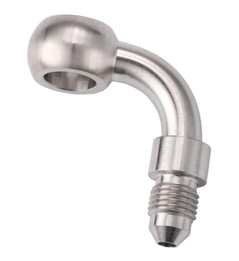 Stainless Steel 3AN Male to 10mm M10 Banjo Brake Hose Fitting Adapter 90 Degree