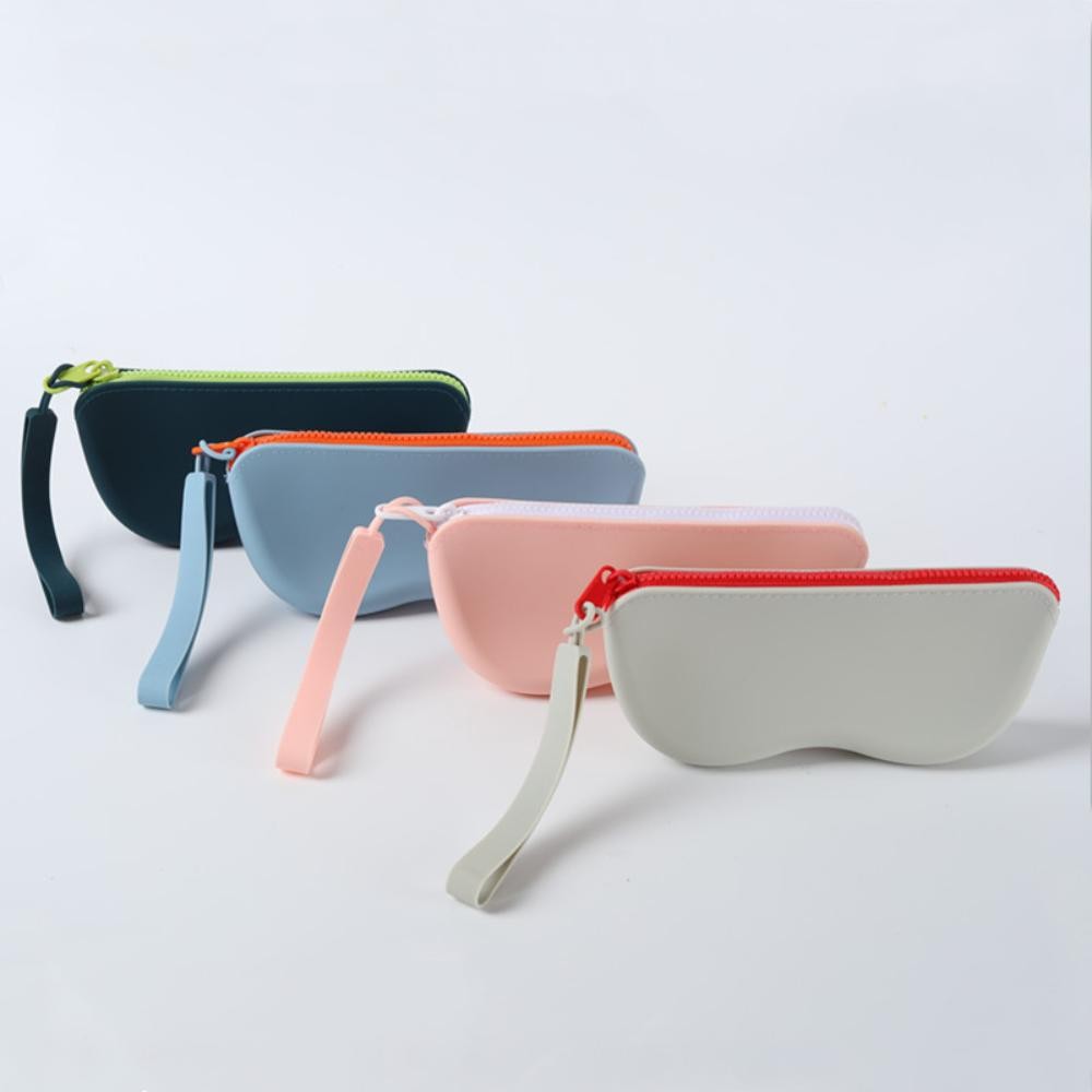 Soft Silicone Zipper Glasses Case – Waterproof Dustproof Storage Bag for Women