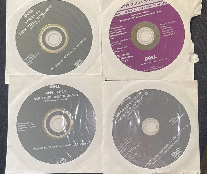 Lot of 4 Install Discs 2009 Dell Inspiron Dell Studio Drivers & More Software