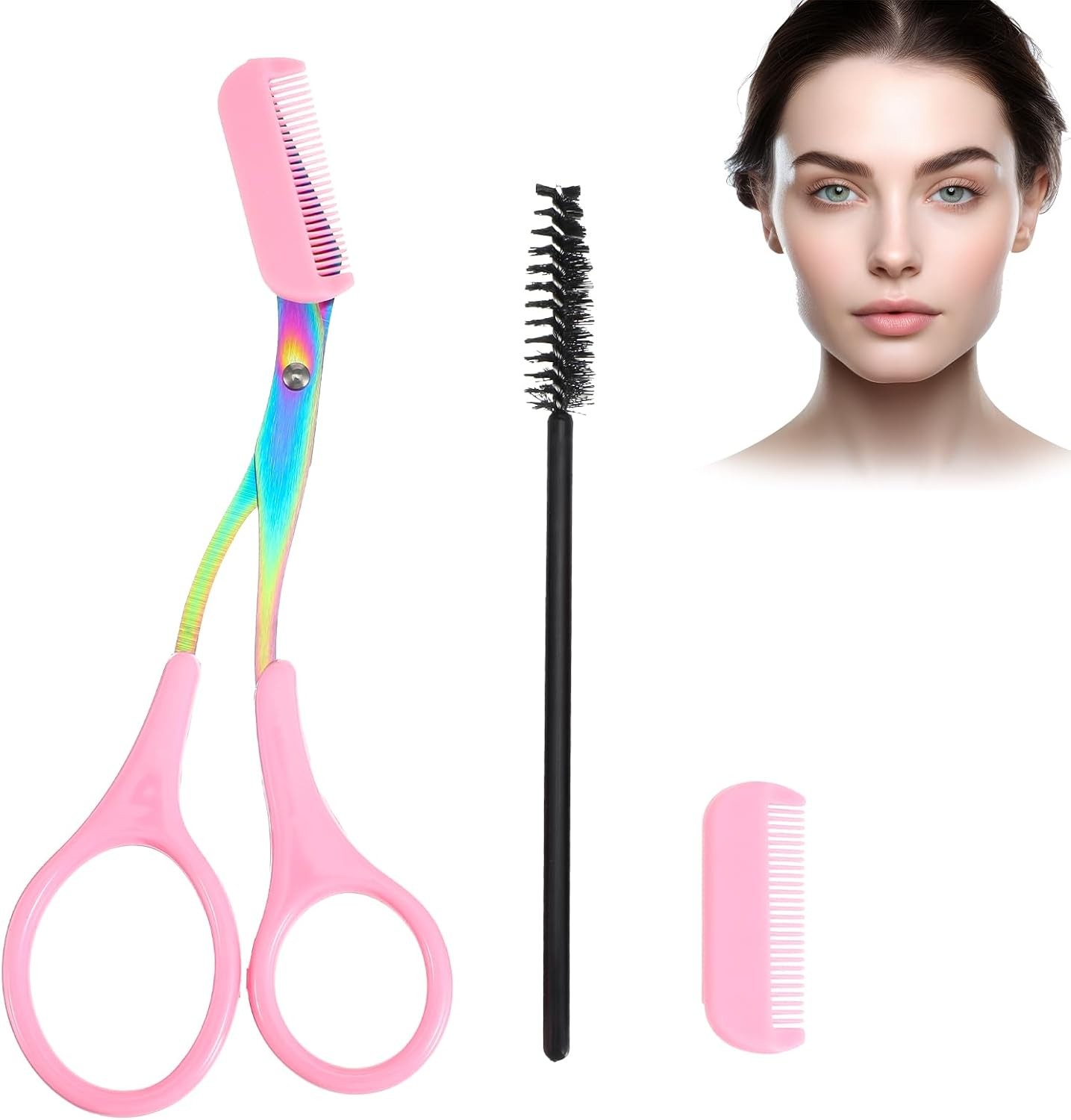 Eyebrow Scissors with Comb and Brush Non Slip Eyebrow Trimmer Scissor for Women