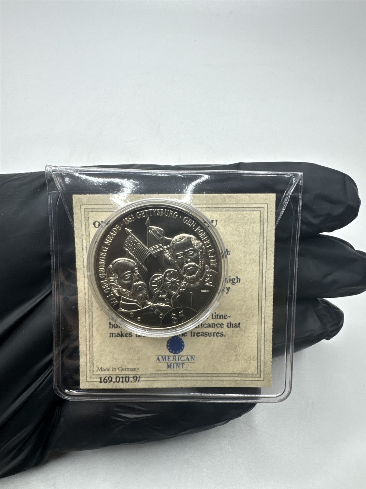 American Mint Gettysburg Civil War Commemorative $5 Coin /w COA in Plastic