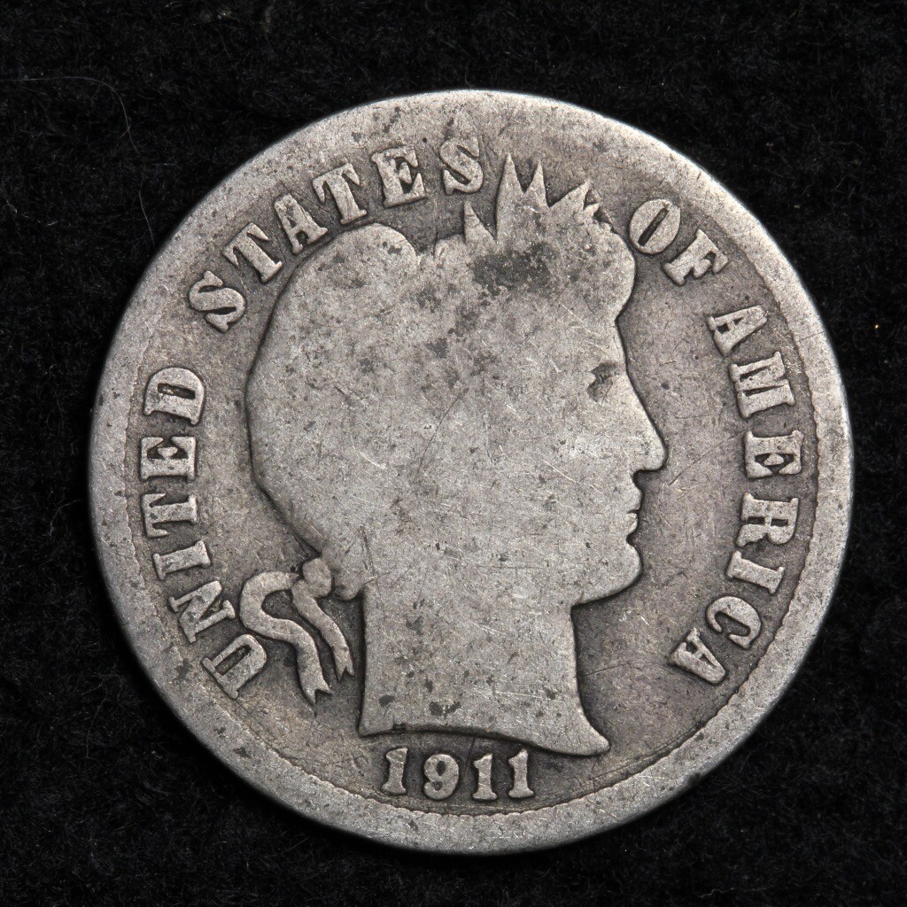1911 Silver Barber Dime GOOD =