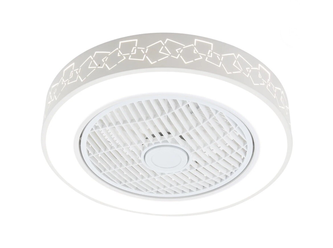 Loyalheartdy 20" Invisible Ceiling Fan with LED Light Round Dim 3 Color 6 Speed