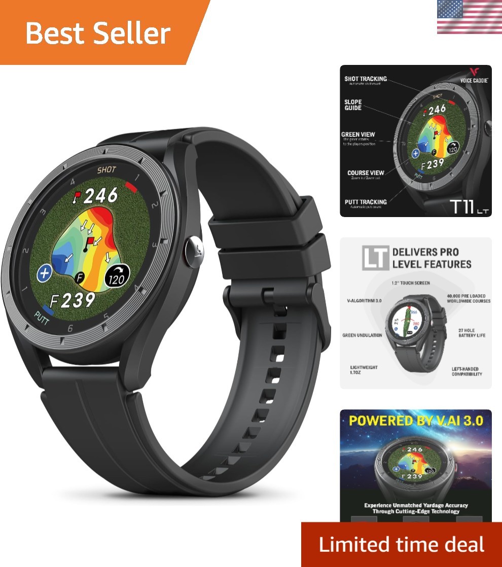 T11 LT GPS Golf Watch LCD Display with Green Undulation No Monthly Subscripti...