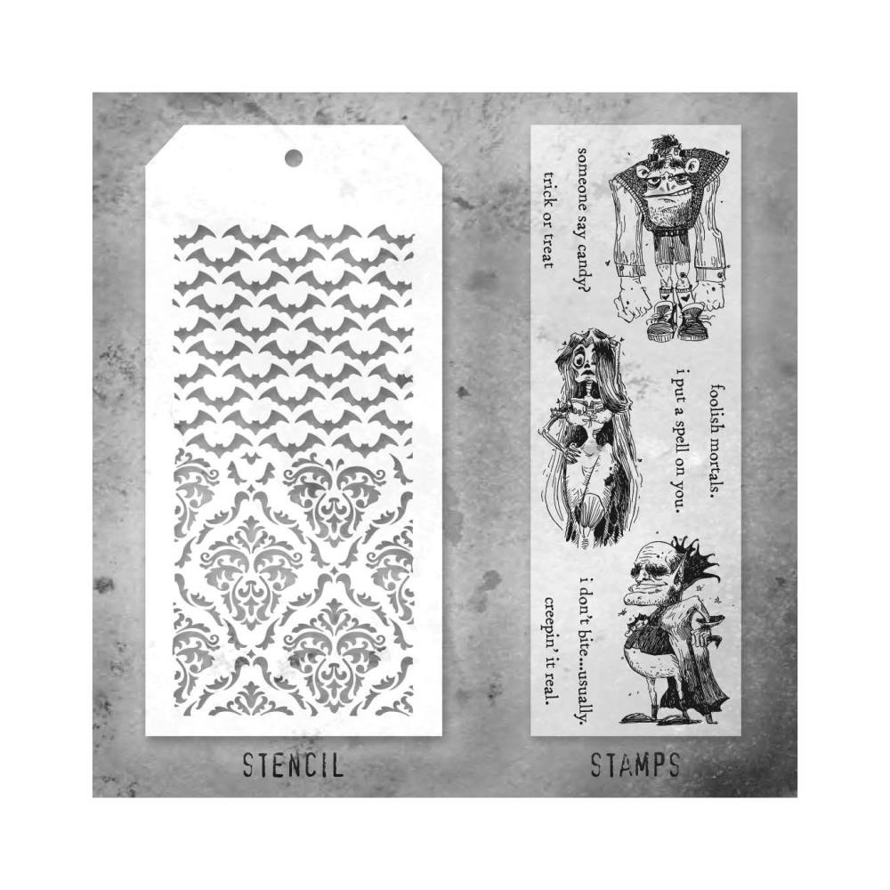 Stampers Anonymous Mixed Media Stamps & Stencil - Set #26, THMM126