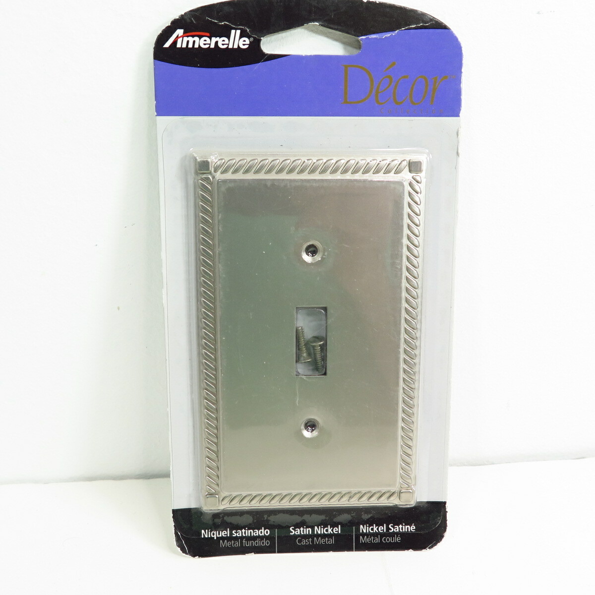 Amerelle Decor Single Toggle Switch Wall Plate - Georgian Satin Nickel