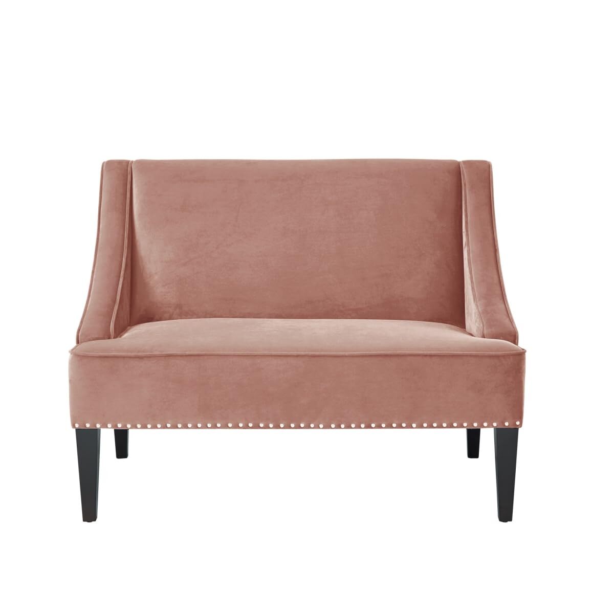 45 Blush And Brown Upholstered Velvet Bench