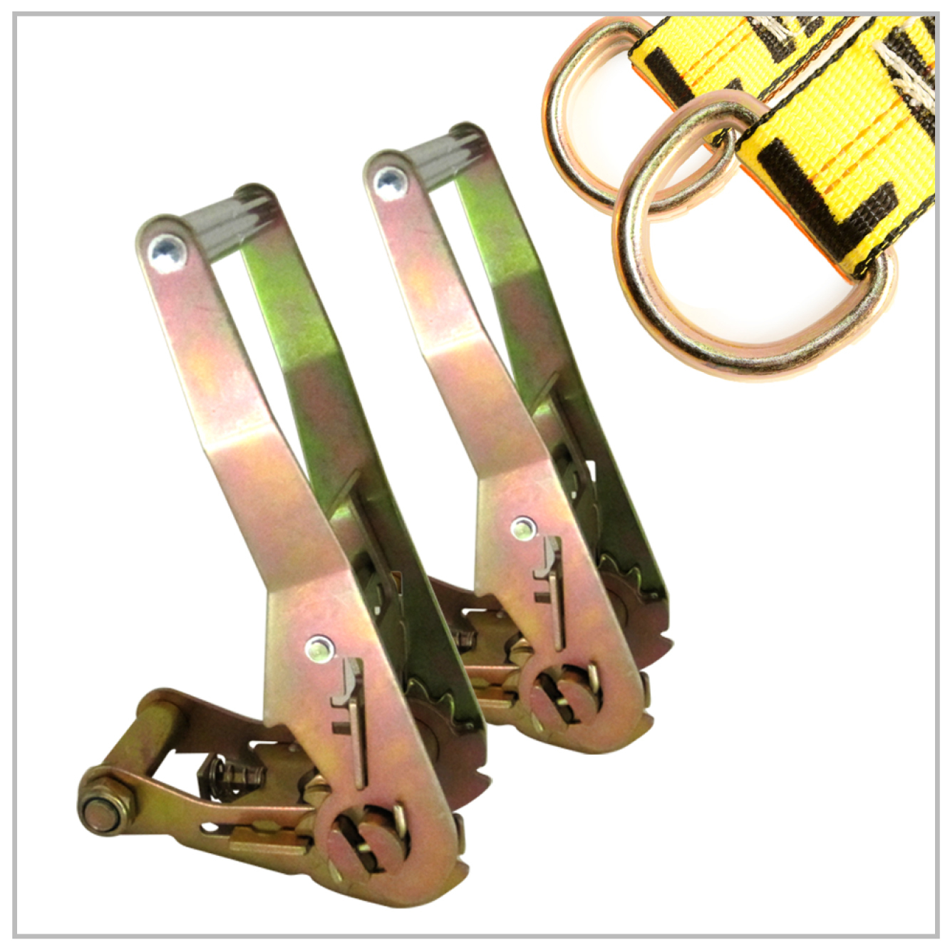 4 pack - 2" x 8 FT Lasso Strap w/ Long Handle Ratchet for Tie Down Trailer Wheel