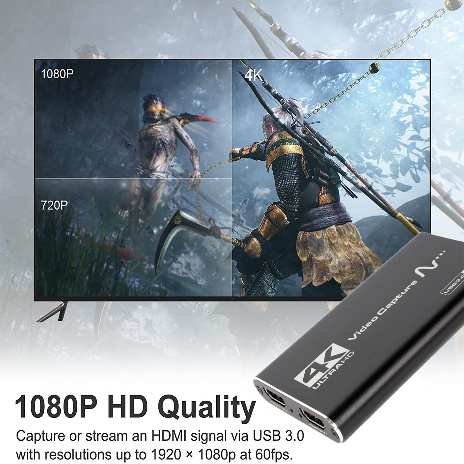 HD 1080P 60Hz 4K Video Capture Card Zero Lag Loop Out HDMI USB 3.0 Device c
