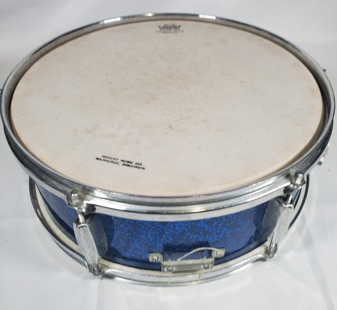 Vintage Remo Weather King Ambassador Batter Blue Sparkle Snare Drum