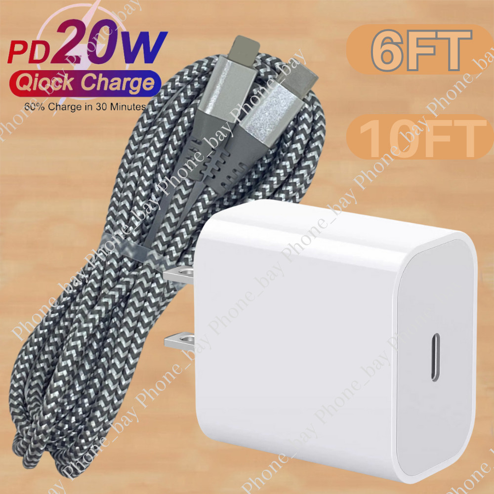20W Upgrade Fast Charger Type C Cable 6/10FT For iPhone 14 13 12 11Pro Max XS XR