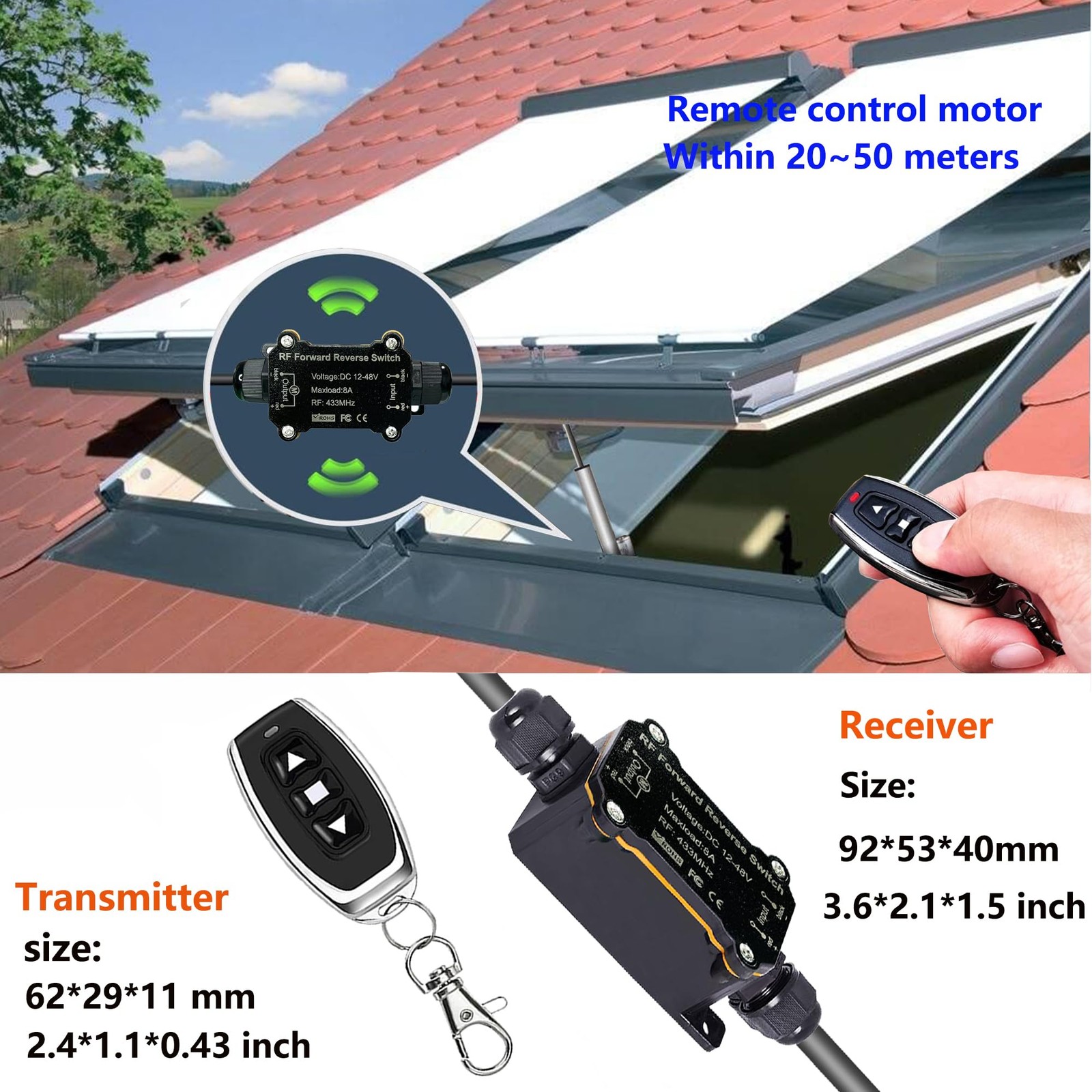 Forward and Reverse Remote Switch,DC 12V to 48V 8A Waterproof Remote Control ...