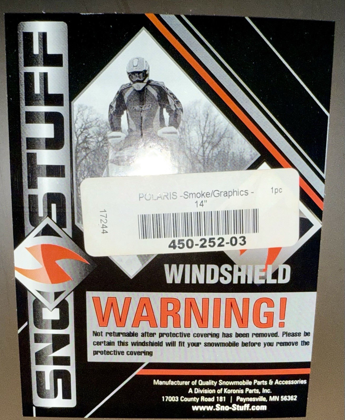 SNO STUFF Smoke Polaris windshield 450-252-03 new