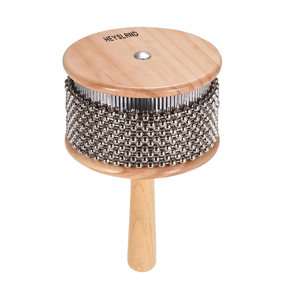 Heysland Wooden Cabasa Percussion Musical Instrument Metal 4.5inch, 4.5inch